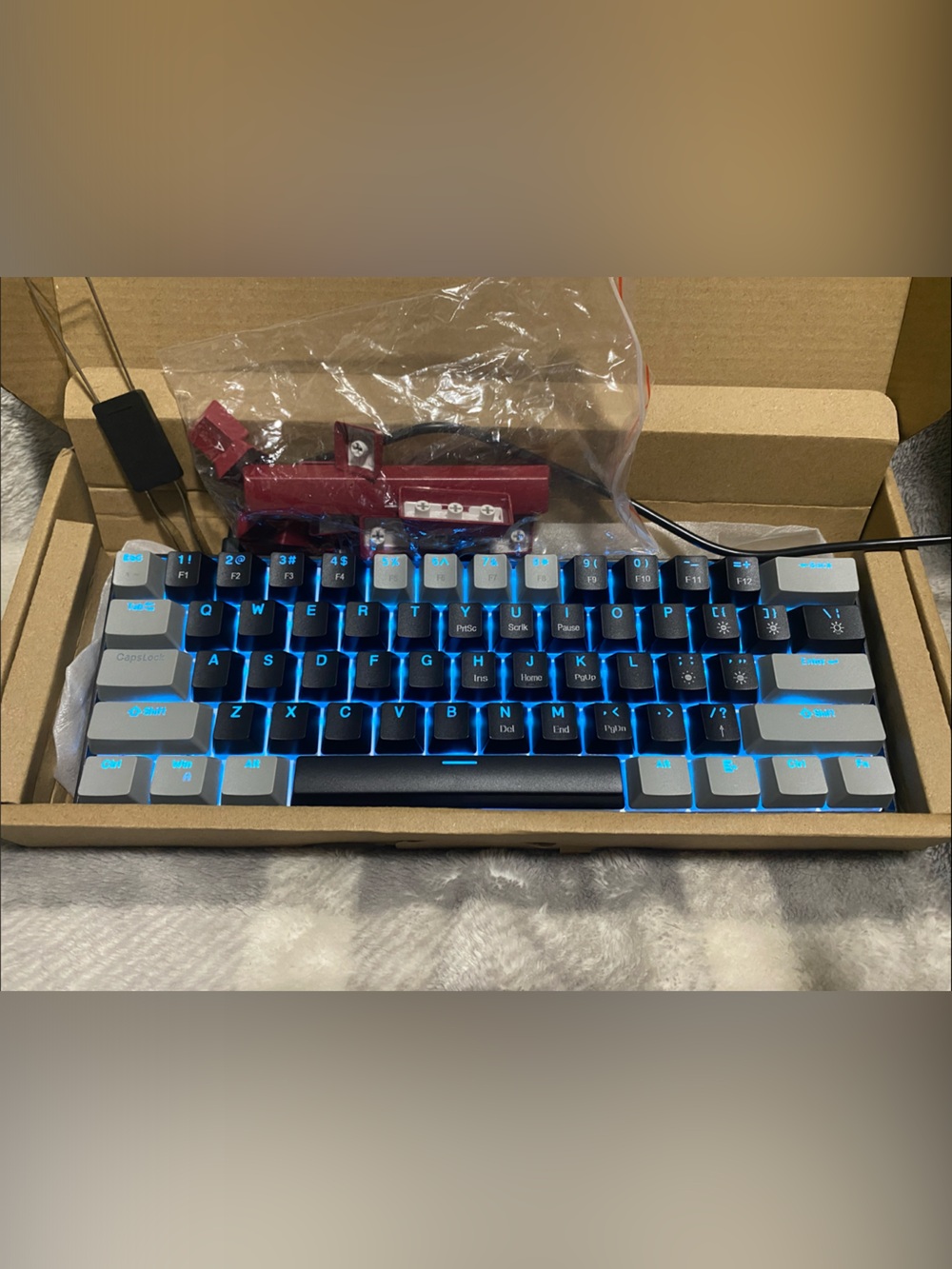Magegee MK-STAR61 Compact Blue Backlit Mechanical Keyboard - Gray/Black/Maroon